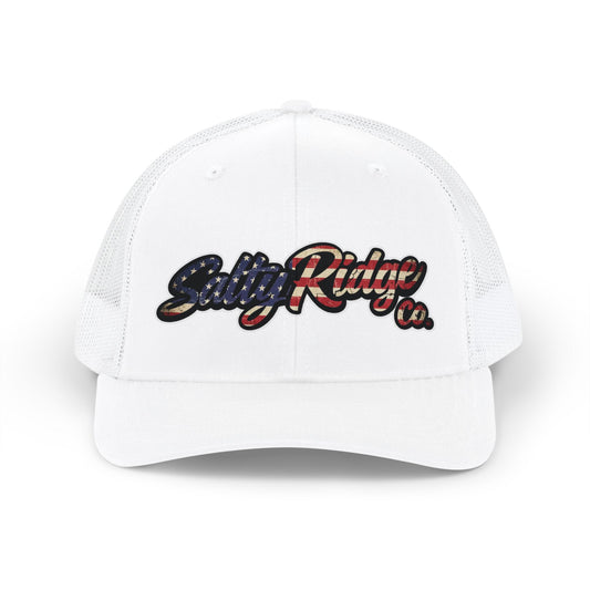 Trucker Cap - Salty Ridge Co. American Flag Script Snapback