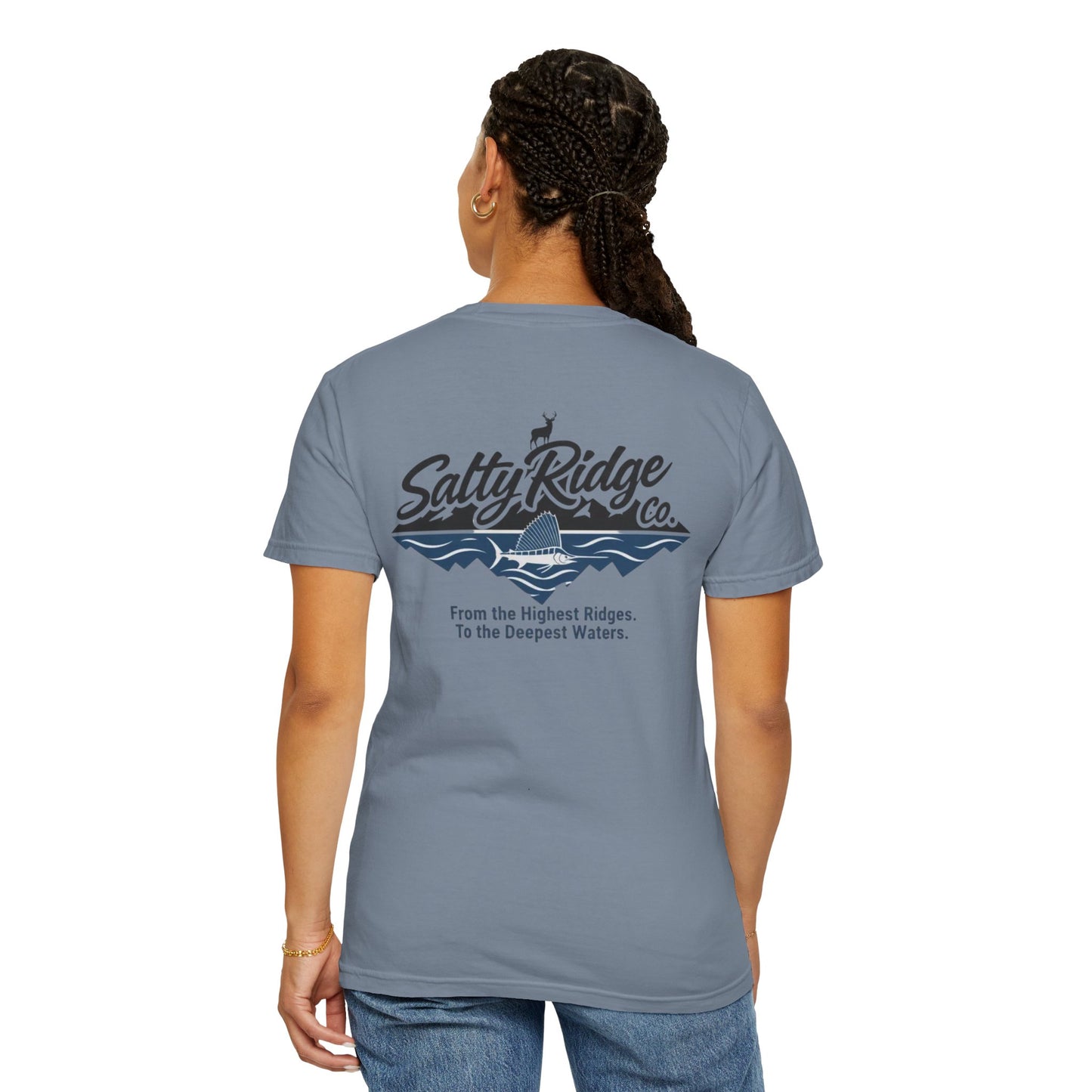 Salty Ridge Co. T-shirt | mountain and ocean graphic